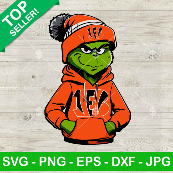 Grinch Wearing Cincinnati Bengals Hoodie PNG