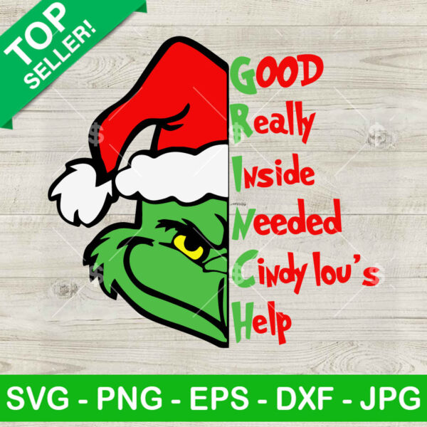 Grinch face Christmas Good really Inside SVG