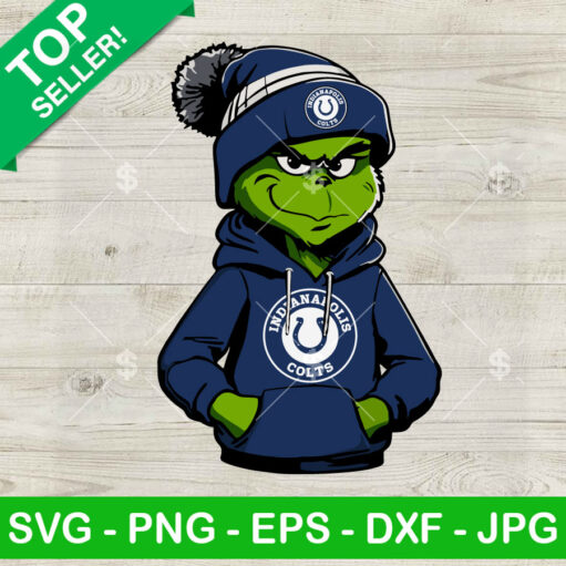 Grinch Wearing Indianapolis Colts Hoodie Png