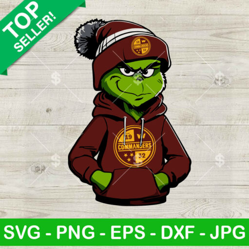 Grinch Wearing Washington Commanders Hoodie Png