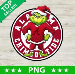 Alabama Crimson Tide Grinch Santa PNG, Christmas Football Sublimation transfer PNG, Alabama Crimson Tide Football Christmas PNG