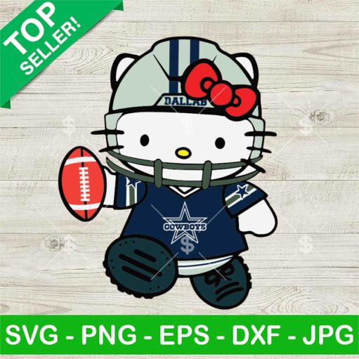 Hello Kitty Dallas Cowboys Football Team SVG