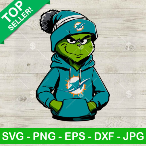 Grinch Wearing Miami Dolphins Hoodie PNG