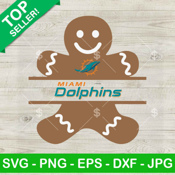 Gingerbread man Miami Dolphins SVG, Gingerbread man christmas Miami dolphins Football SVG, Miami Dolphins NFL SVG PNG