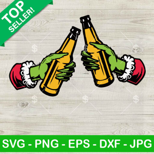 Grinch Hand Beer Bottle Cheers Svg