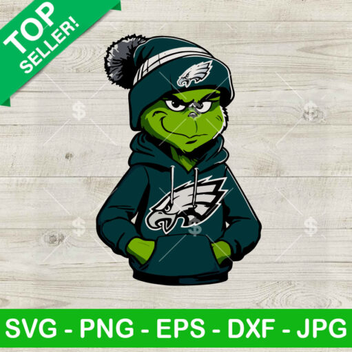 Grinch Philadelphia Eagles With NFL Hoodie SVG