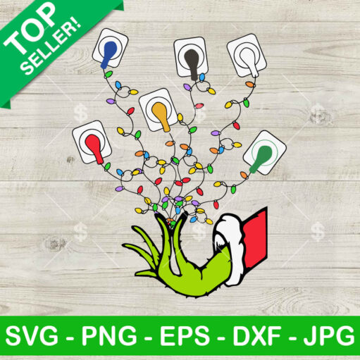 Grinch Hand Nurse And Christmas Light SVG