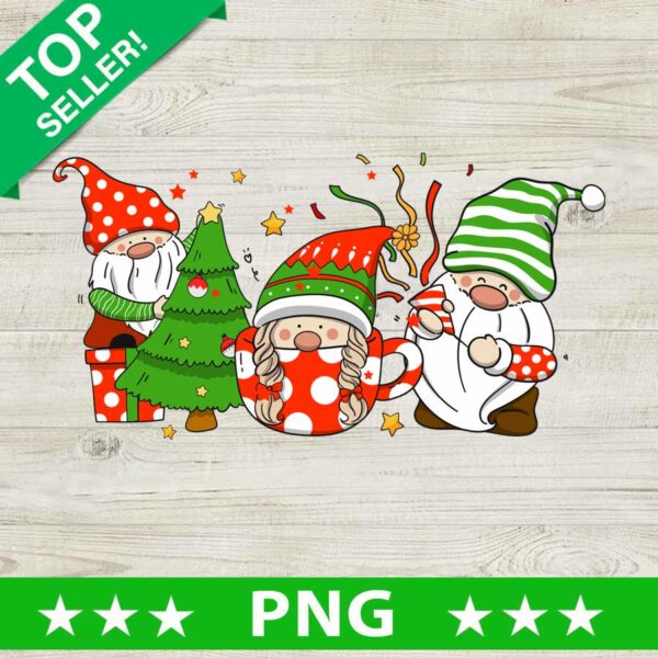 Gnomes Coffee And Christmas Tree PNG