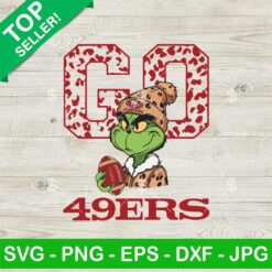 Go 49ers Leopard Boujee Grinch SVG, Go Leopard 49ers Football SVG, Grinch NFL Holding Football SVG