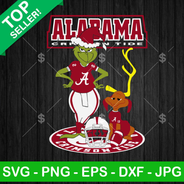 Grinch Alabama Crimson Tide SVG, The Grinch football NFL SVG, Alabama Crimson Tide SVG PNG DXF EPS