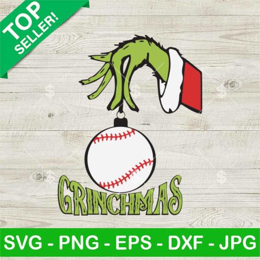 Grinch Hand Holding Baseball Christmas SVG