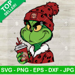 Leopard Grinch San Francisco 49ers NFL SVG, 49ers Boujee Leopard Grinch NFL Team SVG, Grinch Coffee Christmas SVG PNG