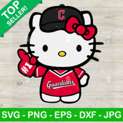 Hello Kitty Cleveland Guardians SVG, Kitty Guardians MLB Baseball Team SVG, MLB Cleveland Guardians SVG