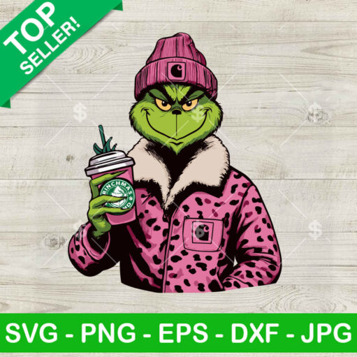 Pink Carhartt Bougie Grinch Coffee Logo Svg