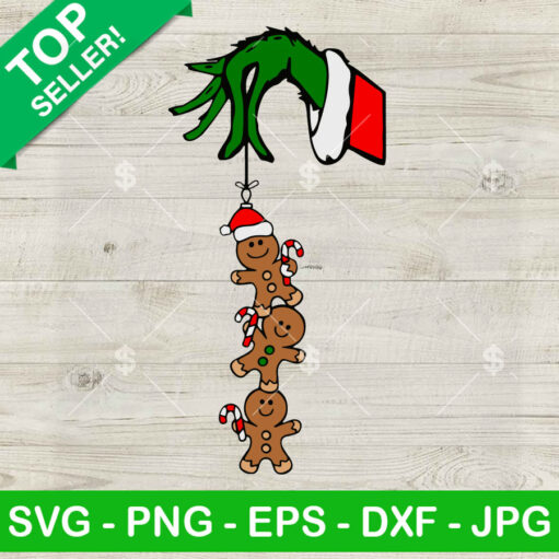 Grinch Hand Holding Christmas Gingerbread Svg