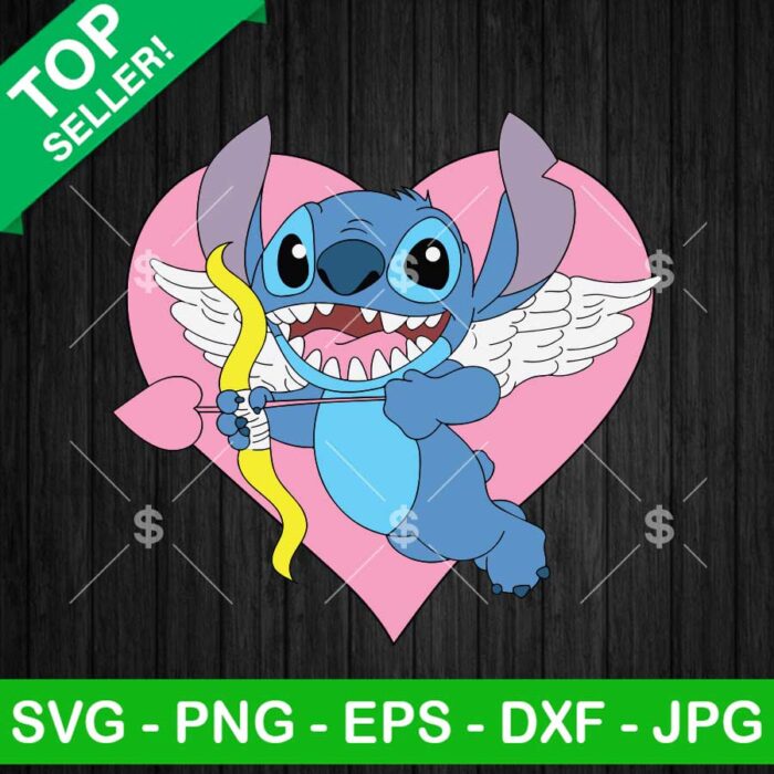 Stitch Cupid Happy Valentines Day SVG, Stitch Cupid SVG, Disney Valentine SVG PNG EPS