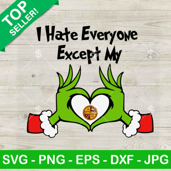Grinch I Hate Everyone Except My Washington Commanders SVG, Grinch Heart Hand Commanders NFL SVG, Grinch Christmas SVG PNG DXF EPS