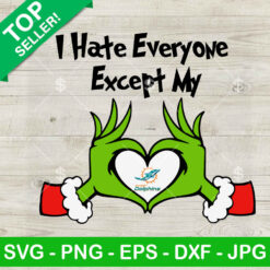 Grinch I Hate Everyone Except My Miami Dolphins SVG, Miami Dolphins Grinch Hand Heart SVG, NFL Christmas SVG PNG DXF EPS