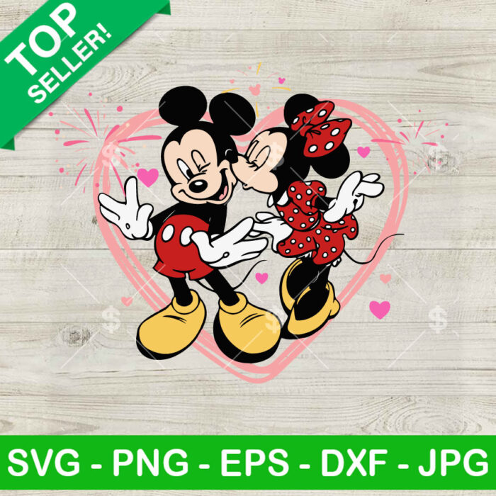 Mickey Minnie Valentine Couple SVG, Disney Mouse Valentines SVG, Magic Kingdom SVG PNG DXF EPS
