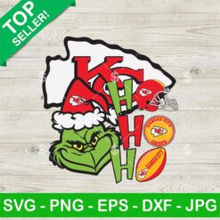 Grinch Ho Ho Ho Kansas City Chiefs SVG, Grinch Face Chiefs NFL Football SVG, Grinch Ho Ho Ho SVG