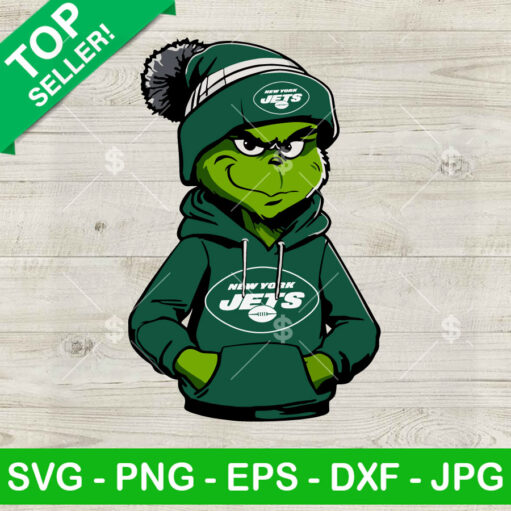 Grinch Wearing New York Jets Hoodie Png