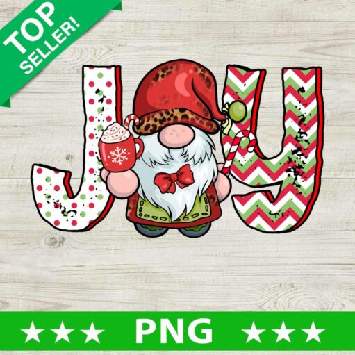 Joy Christmas Leopard Gnome PNG