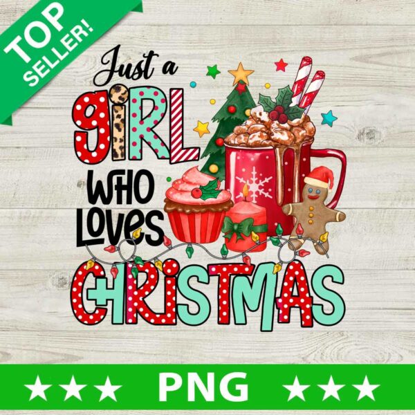 Retro Just A Girl Who Loves Christmas PNG