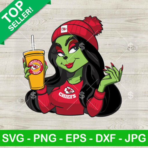 Grinch Girl Kansas City Chiefs Tumbler Coffee SVG