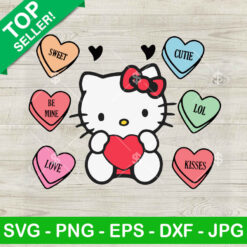 Hello Kitty Valentine Candy Hearts SVG, Kitty Valentines SVG, Valentine Cute Cat SVG PNG DXF EPS