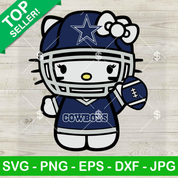 Hello Kitty Dallas Cowboys Football SVG, Kitty Cat NFL Football Team SVG, Dallas Cowboys Team SVG PNG DXF EPS