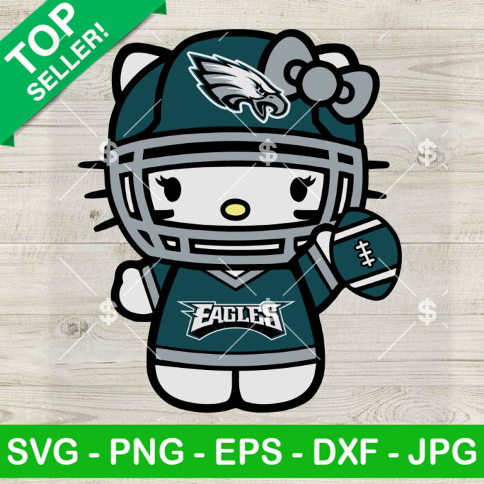 Hello Kitty Philadelphia Eagles Football SVG, Kitty Cat NFL Football SVG, Philadelphia Eagles Football Logo SVG PNG DXF EPS