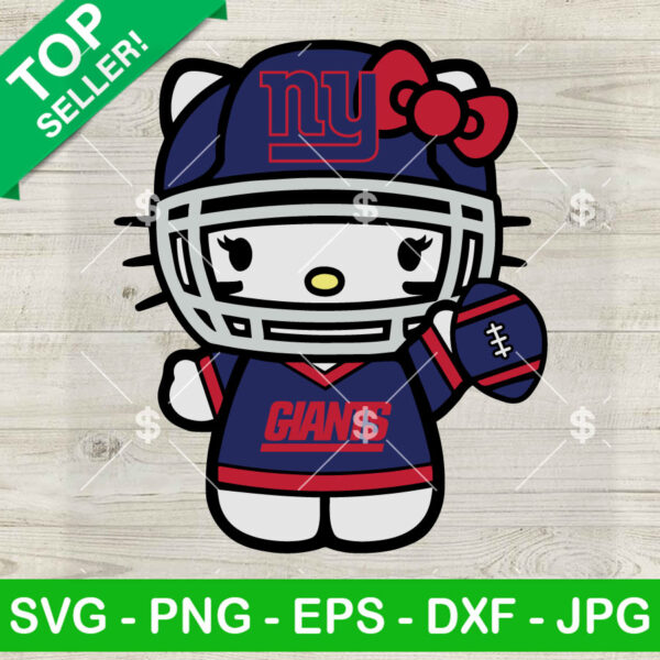 Hello Kitty New York Giants SVG, Kitty Cat Giants NFL Football SVG, New York Giants Football Logo SVG PNG DXF EPS