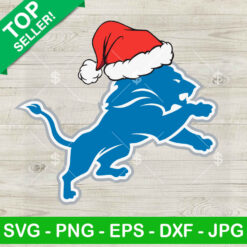 Detroit Lions NFL Christmas Logo SVG, Detroit Lions Santa Hat Christmas SVG, NFL Football Team Christmas SVG PNG DXF EPS