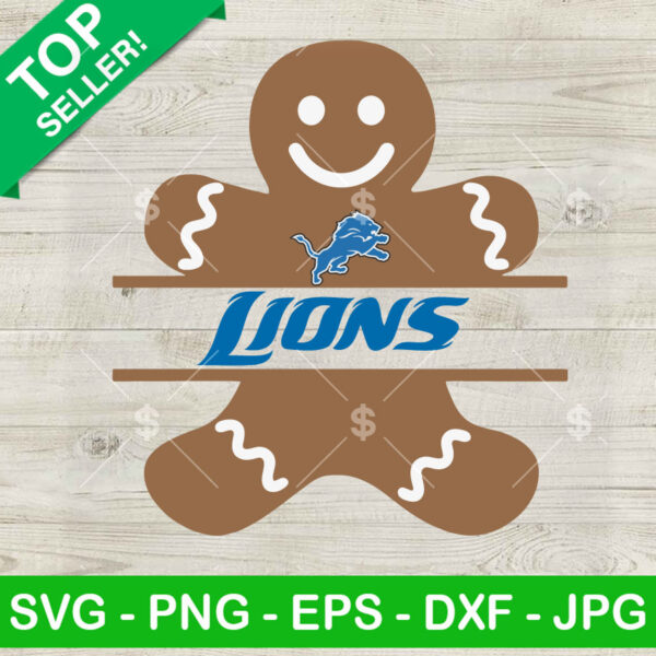Gingerbread man Detroit Lions SVG, Gingerbread man christmas Detroit Lions Football SVG, Detroit Lions NFL SVG PNG