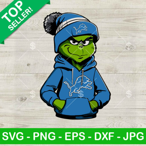 Grinch Wearing Detroit Lions Hoodie Png