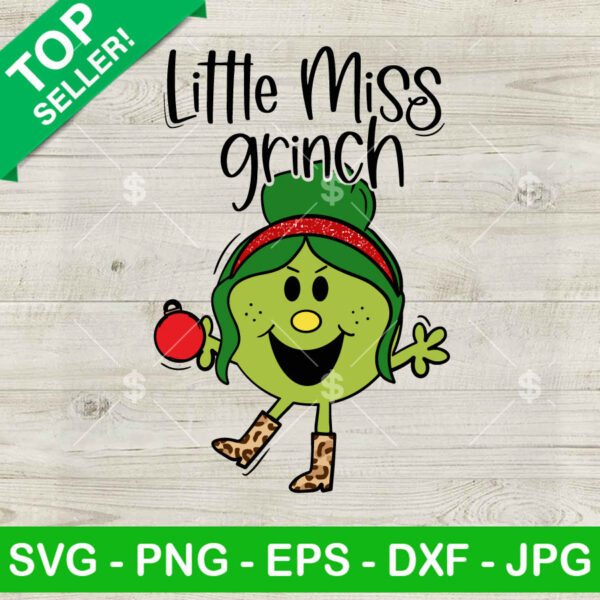 Little Miss Grinch Holding Ornament SVG