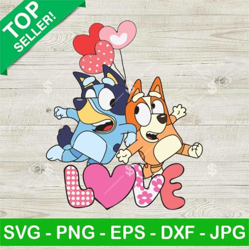 Bluey And Bingo Love Valentine SVG