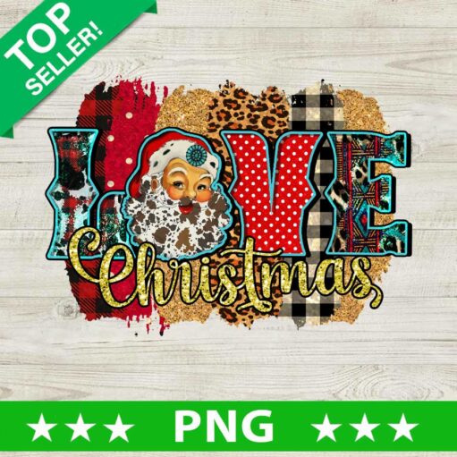 Leopard Santa Love Christmas PNG