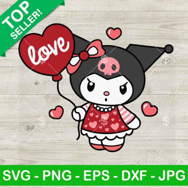 Kitty Kawaii Happy Valentines SVG, Kuromi Heart Valentines SVG, Hello Kitty Cat SVG PNG DXF EPS
