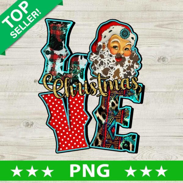 Retro Santa Claus Love Christmas PNG
