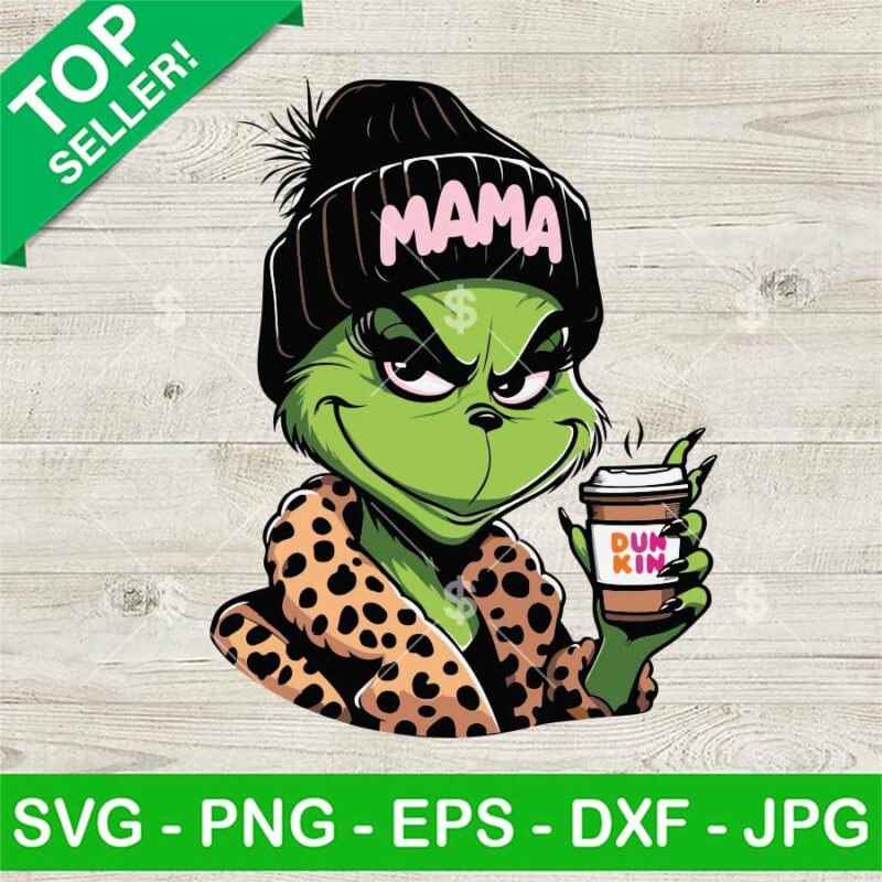 Leopard Bougie Grinch Mama Dunkin Donuts Svg Grinch Coffee Svg Christmas Leopard Mama Svg Png 0223