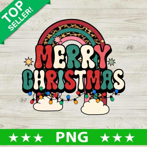 Merry Christmas Leopard Rainbow PNG