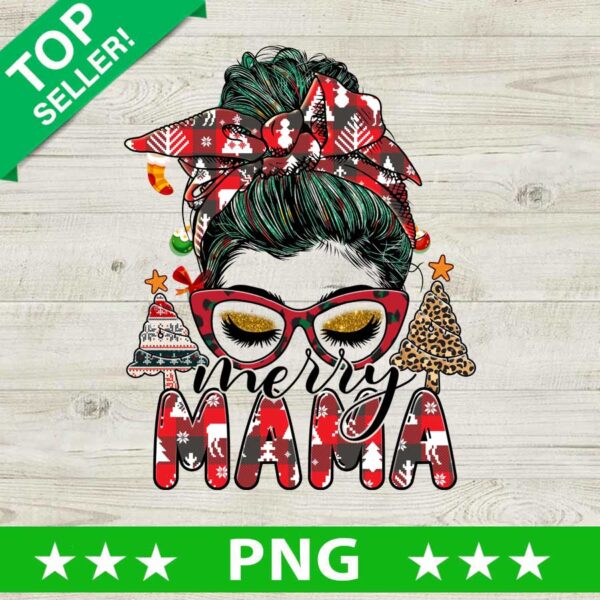 Merry Mama Messy Bun PNG