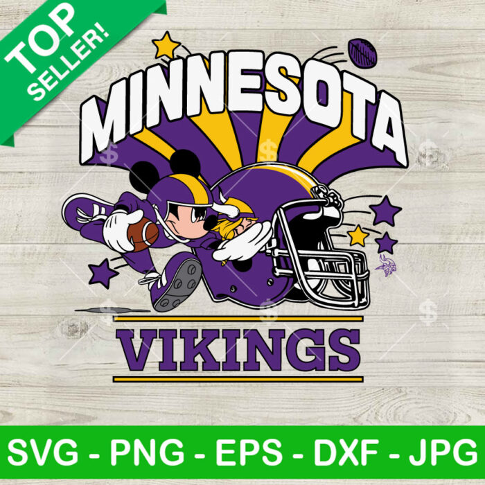 Mickey Mouse Minnesota Vikings SVG, Minnesota Vikings NFL Football Team SVG, Disney Football SVG PNG DXF EPS