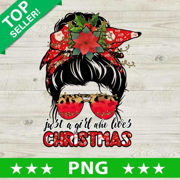 Messy Bun Glasses Who Loves Christmas PNG