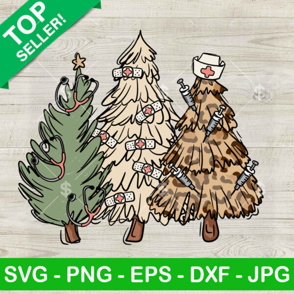 Nurse Leopard Christmas Trees SVG