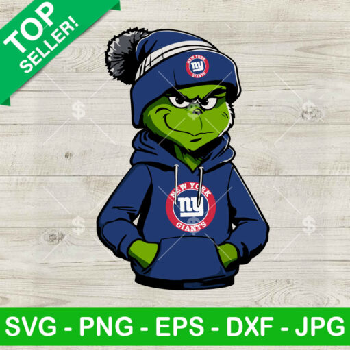 Grinch Wearing New York Giants Hoodie Png