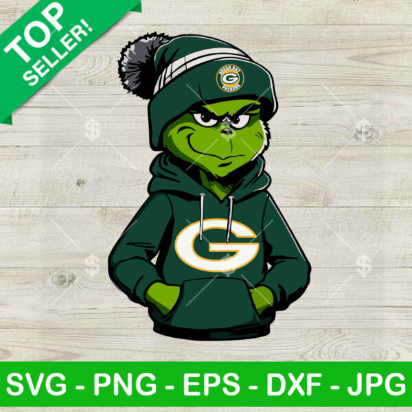 Grinch Wearing Green Bay Packers Hoodie PNG, Grinch Green Bay Packers NFL Sublimation transfer PNG, Green Bay Packers Boy Grinch PNG