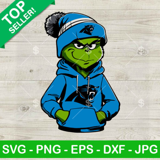 Grinch Wearing Carolina Panthers Hoodie PNG