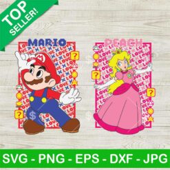 Super Mario And Princess Peach Love Valentine SVG